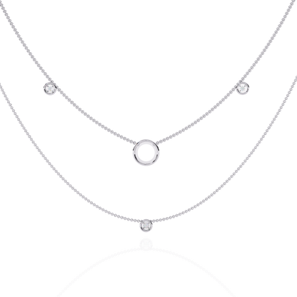Round Cut Lab grown & Natural  Diamond Halo Style Dainty Simple Daily Wear Multi Layer Necklaces For birthday Surprise Gift