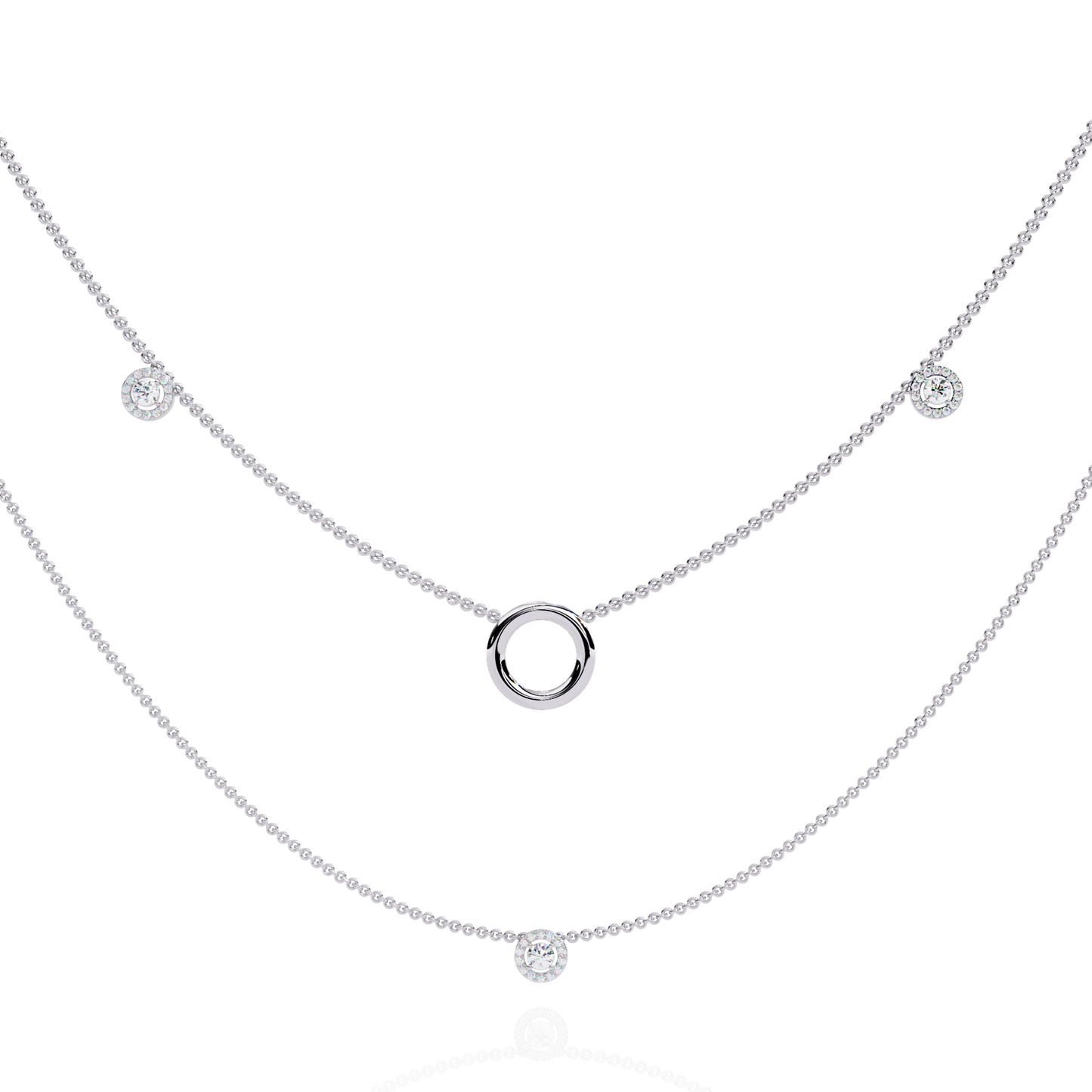Round Cut Lab grown & Natural  Diamond Halo Style Dainty Simple Daily Wear Multi Layer Necklaces For birthday Surprise Gift