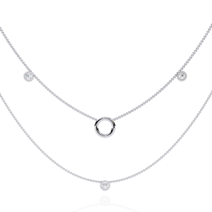 Round Cut Lab grown & Natural  Diamond Halo Style Dainty Simple Daily Wear Multi Layer Necklaces For birthday Surprise Gift