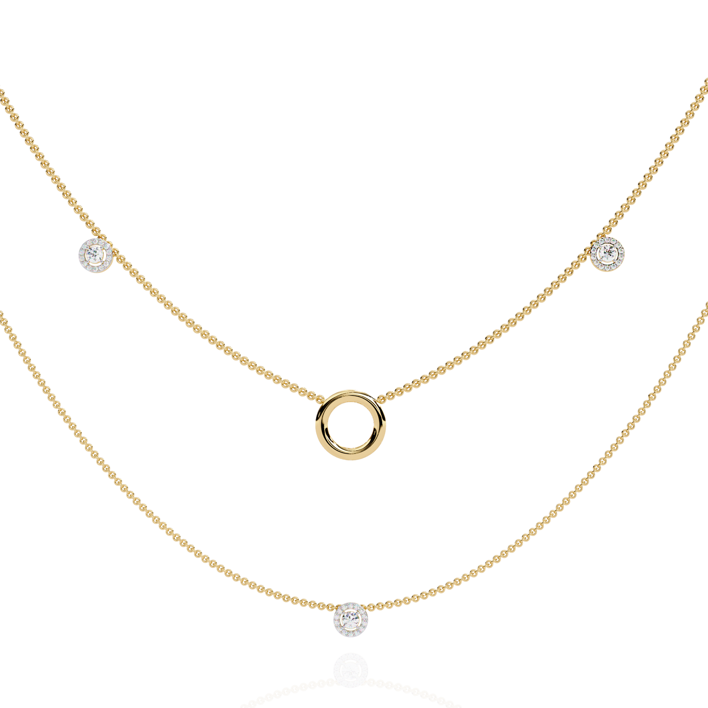 Round Cut Lab grown & Natural  Diamond Halo Style Dainty Simple Daily Wear Multi Layer Necklaces For birthday Surprise Gift