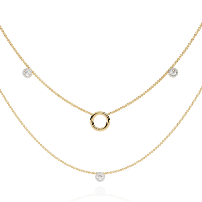 Round Cut Lab grown & Natural  Diamond Halo Style Dainty Simple Daily Wear Multi Layer Necklaces For birthday Surprise Gift