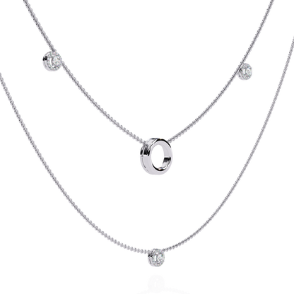 Round Cut Lab grown & Natural  Diamond Halo Style Dainty Simple Daily Wear Multi Layer Necklaces For birthday Surprise Gift