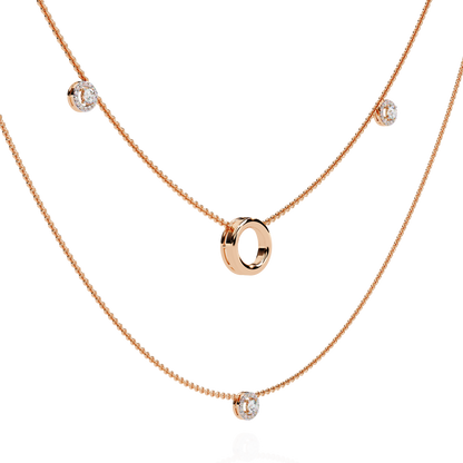 Round Cut Lab grown & Natural  Diamond Halo Style Dainty Simple Daily Wear Multi Layer Necklaces For birthday Surprise Gift