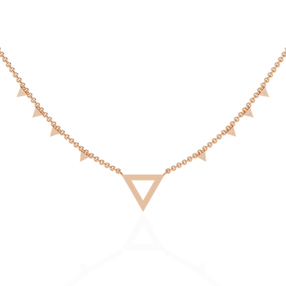14k Solid rose Gold Triangle Shape Round Cut Natural & Lab Grown Both Diamond  Delicate  Graduation Necklace Daily Wear