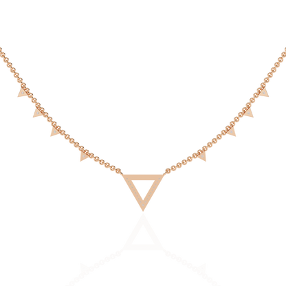14k Solid rose Gold Triangle Shape Round Cut Natural & Lab Grown Both Diamond  Delicate  Graduation Necklace Daily Wear