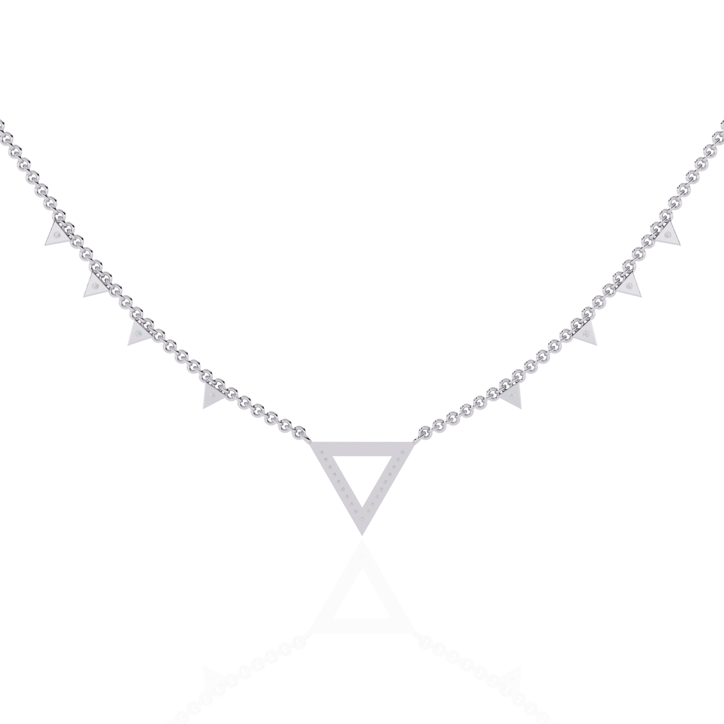 14k Solid rose Gold Triangle Shape Round Cut Natural & Lab Grown Both Diamond Delicate Graduation Necklace Daily Wear