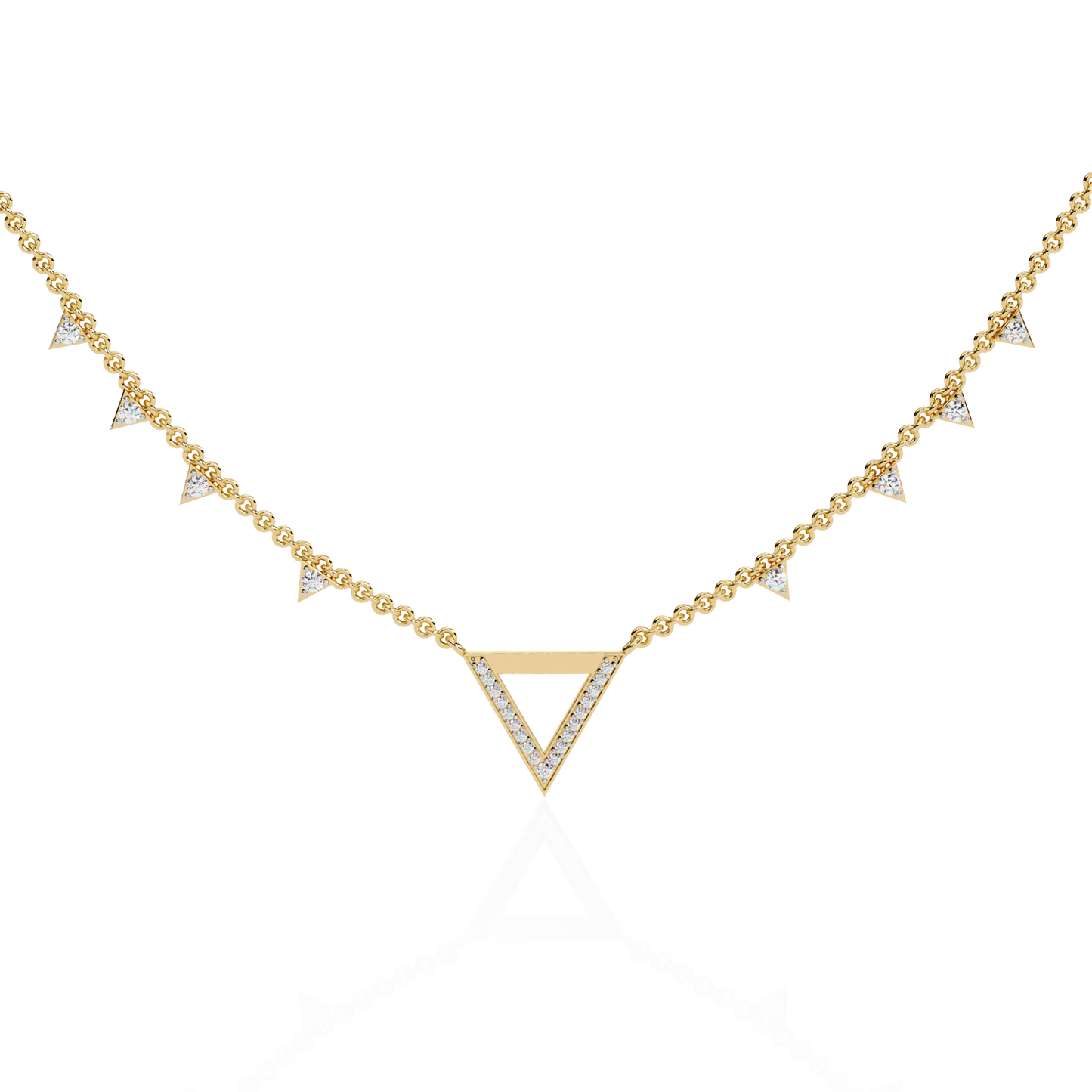 14k Solid rose Gold Triangle Shape Round Cut Natural & Lab Grown Both Diamond Delicate Graduation Necklace Daily Wear