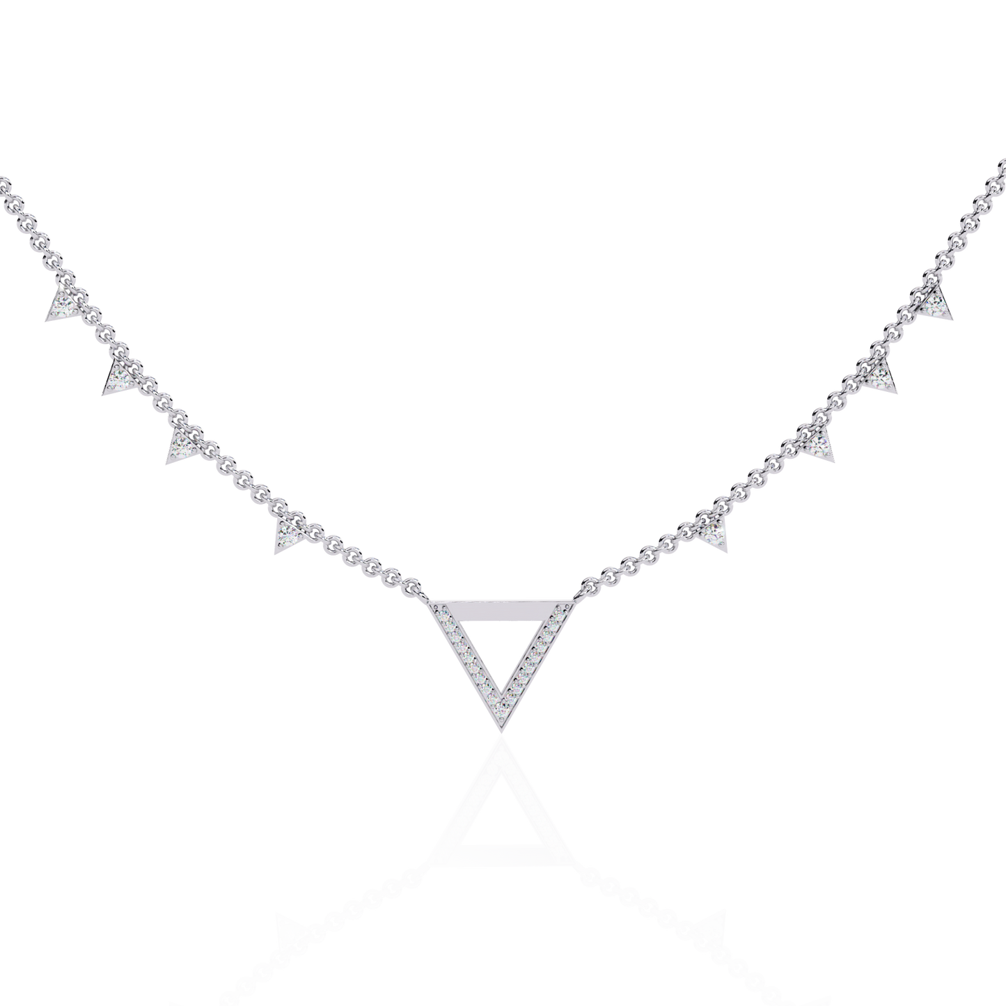 14k Solid rose Gold Triangle Shape Round Cut Natural & Lab Grown Both Diamond Delicate Graduation Necklace Daily Wear