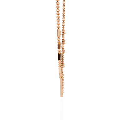 14k Solid rose Gold Triangle Shape Round Cut Natural & Lab Grown Both Diamond  Delicate  Graduation Necklace Daily Wear