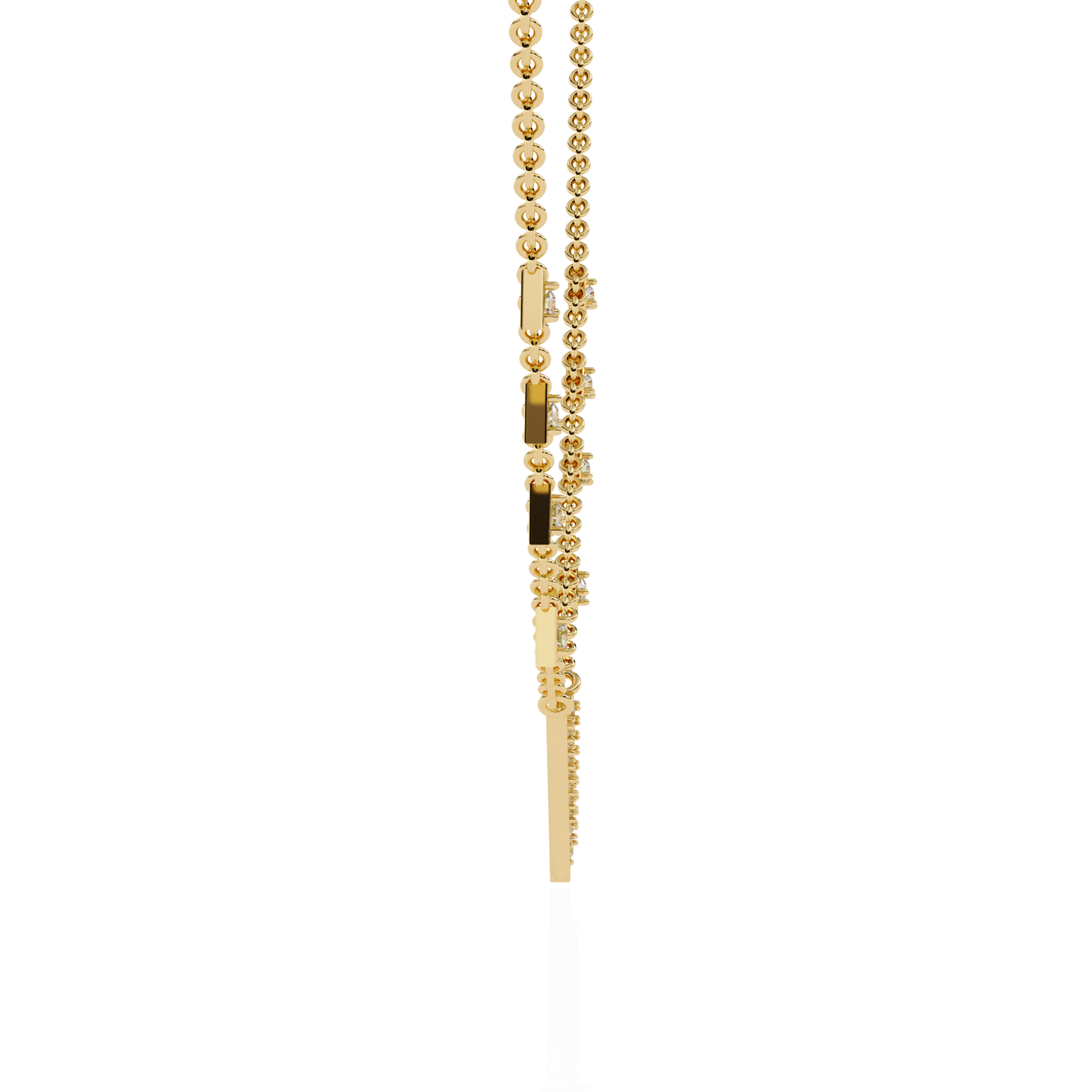 14k Solid rose Gold Triangle Shape Round Cut Natural & Lab Grown Both Diamond Delicate Graduation Necklace Daily Wear