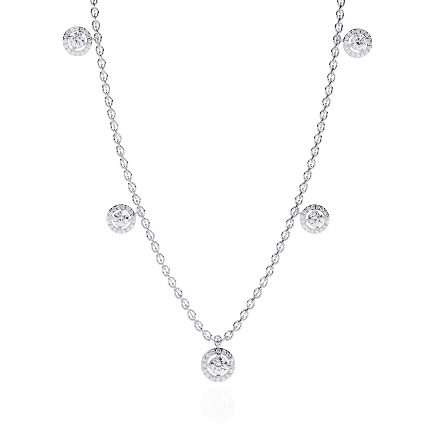 Stunning 4.72 Ct Round Cut Lab Grown Diamond Halo Style Elegant Party Wear Necklace