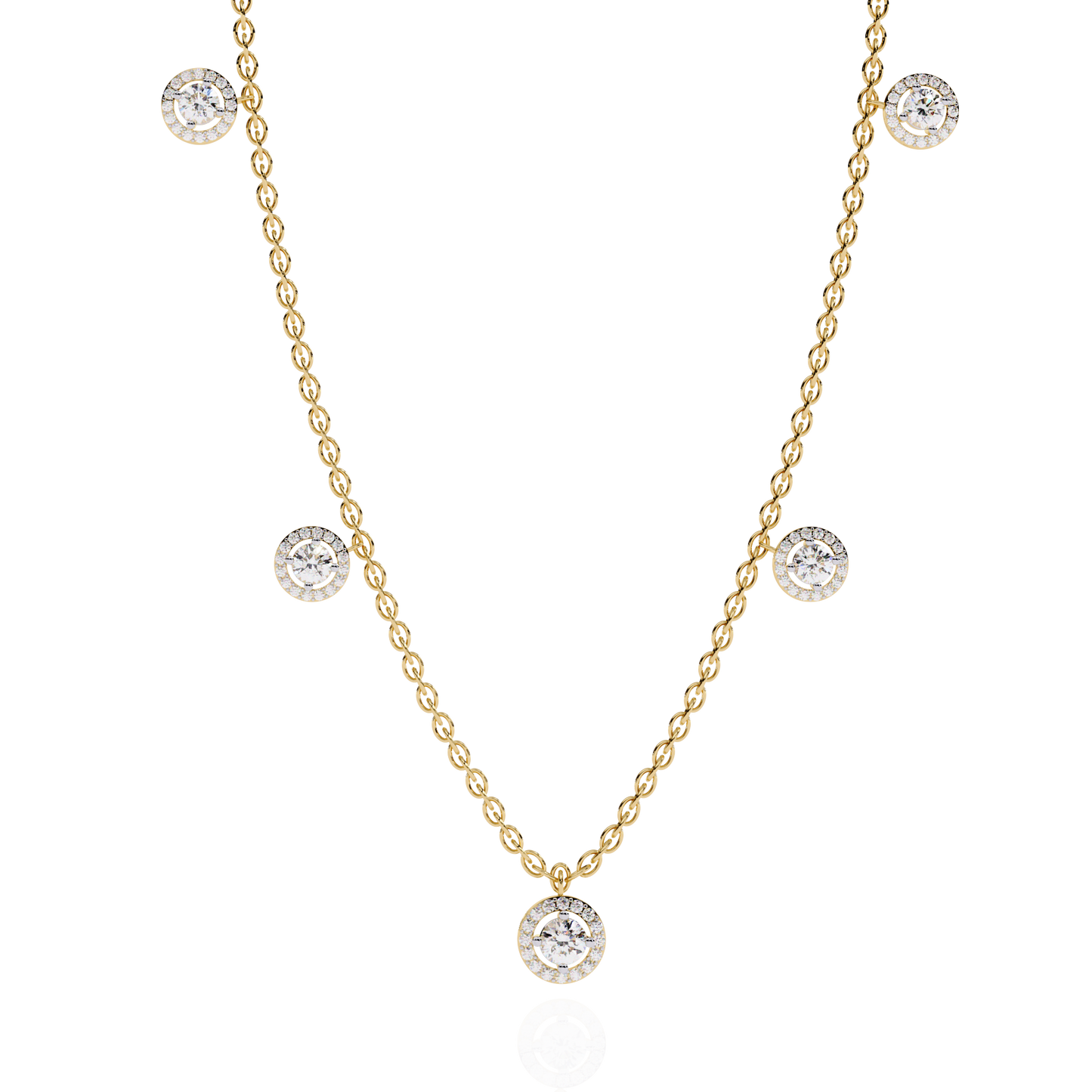 Stunning 4.72 Ct Round Cut Lab Grown Diamond Halo Style Elegant Party Wear Necklace