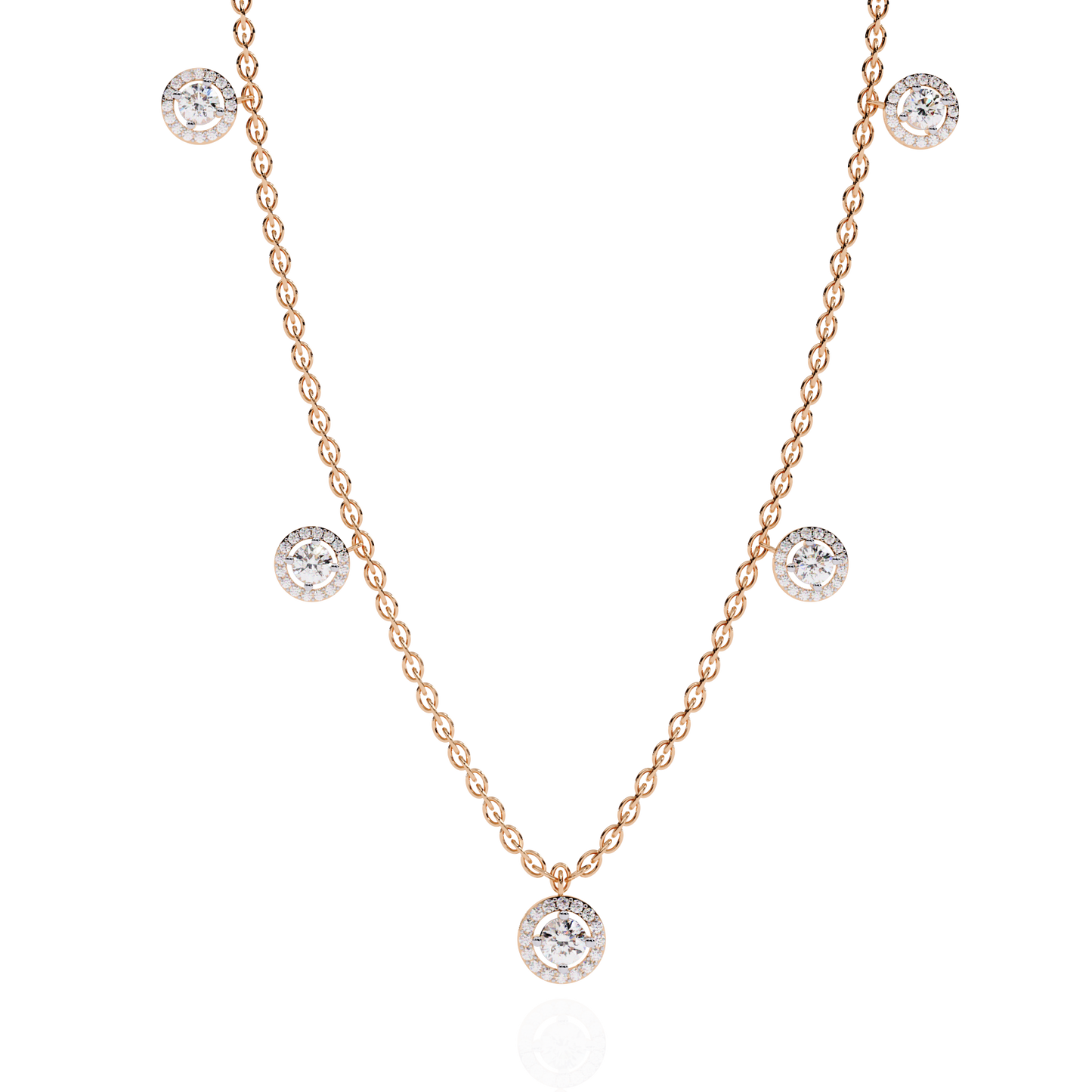 Stunning 4.72 Ct Round Cut Lab Grown Diamond Halo Style Elegant Party Wear Necklace