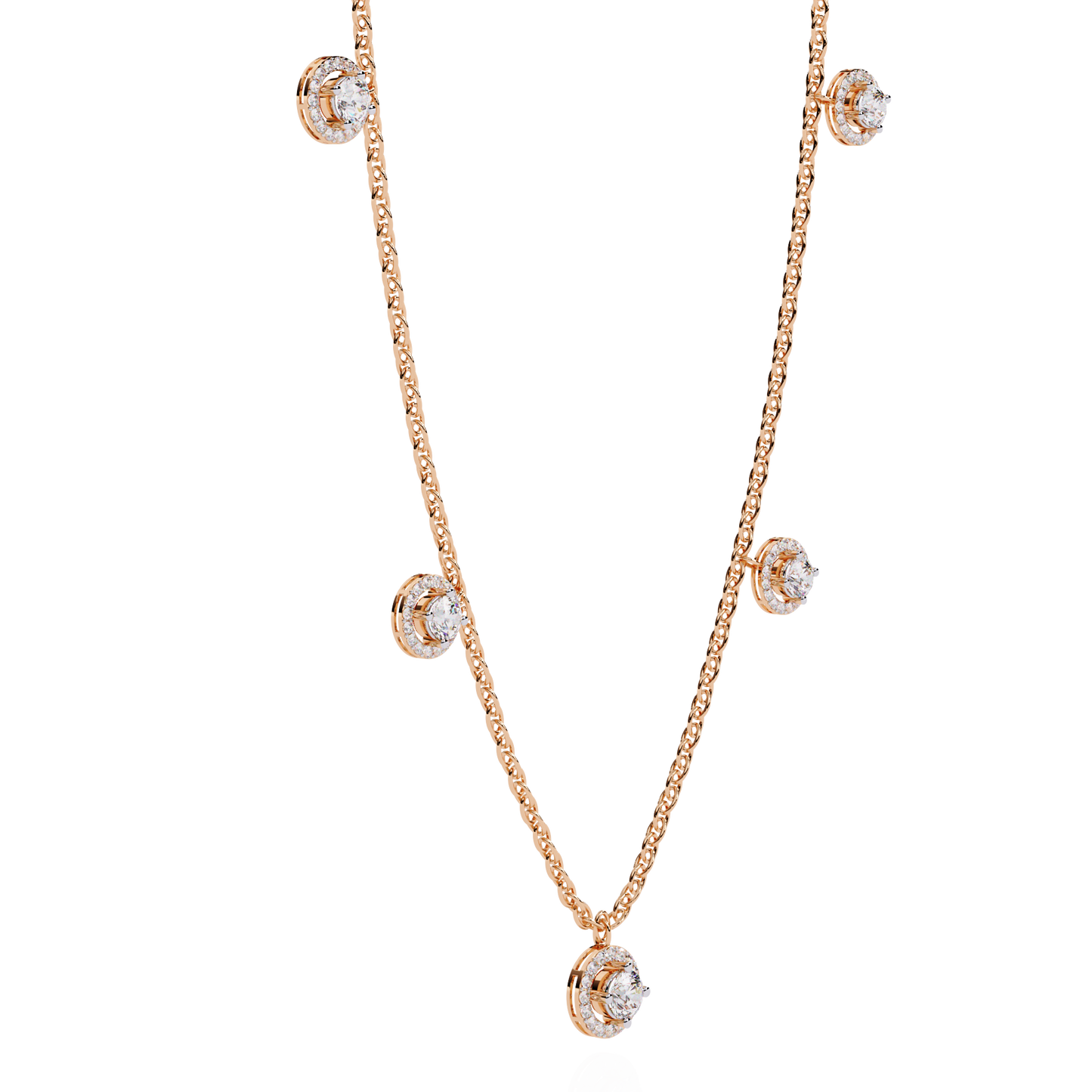 Stunning 4.72 Ct Round Cut Lab Grown Diamond Halo Style Elegant Party Wear Necklace