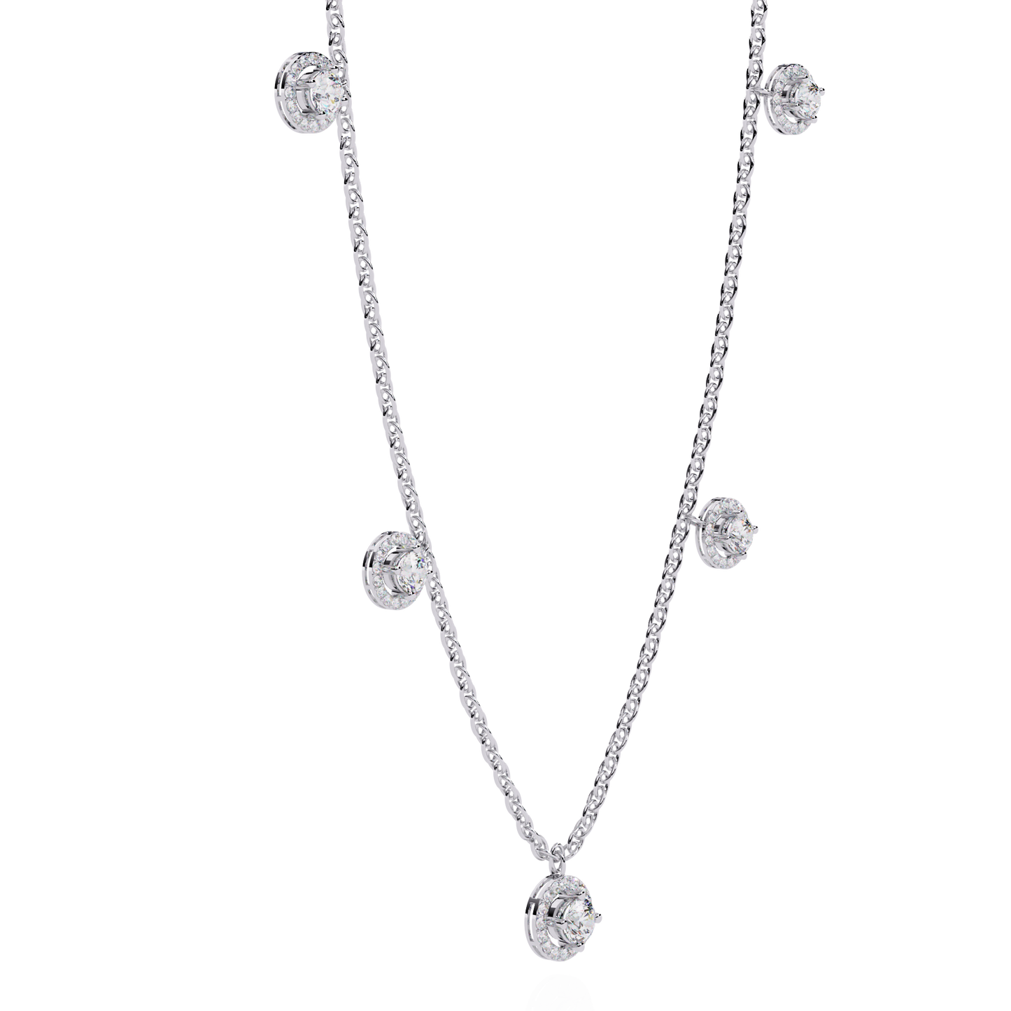Stunning 4.72 Ct Round Cut Lab Grown Diamond Halo Style Elegant Party Wear Necklace