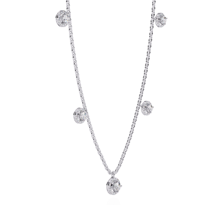 Stunning 4.72 Ct Round Cut Lab Grown Diamond Halo Style Elegant Party Wear Necklace