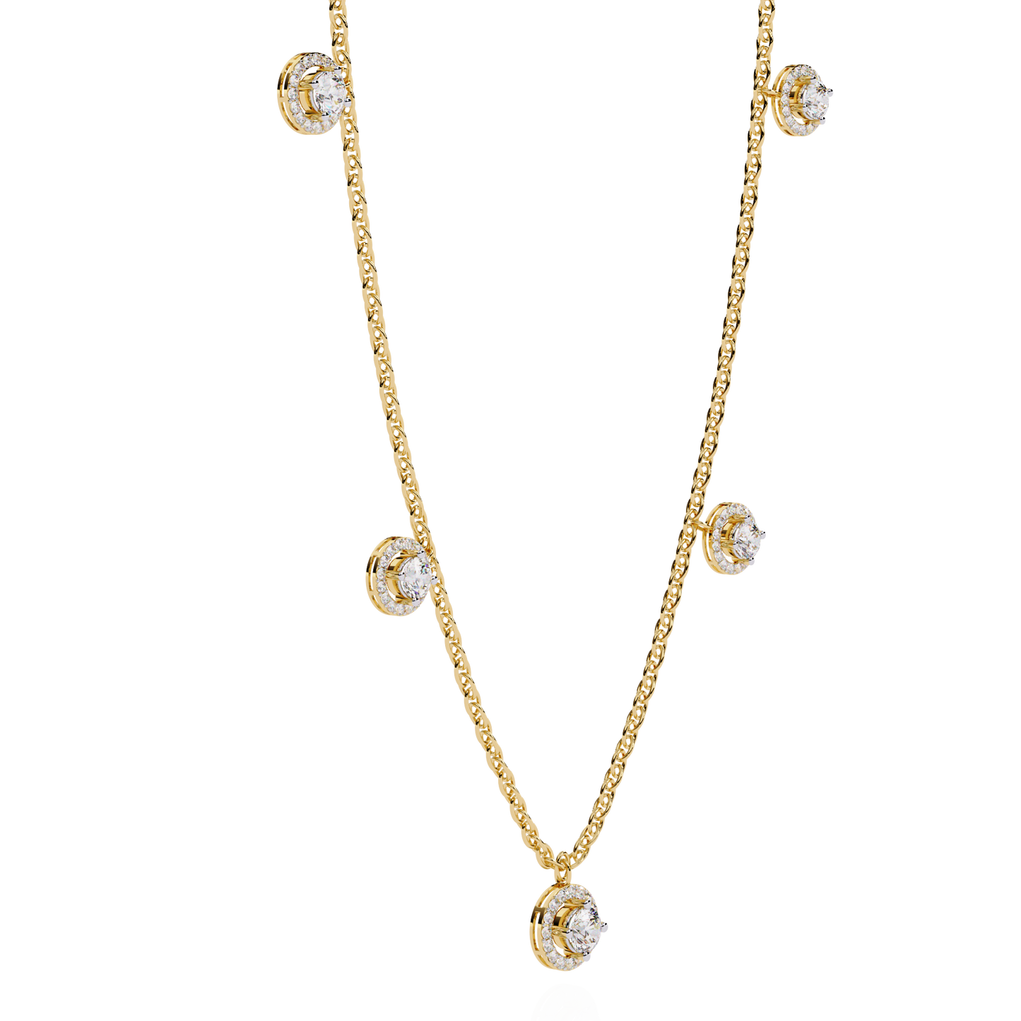 Stunning 4.72 Ct Round Cut Lab Grown Diamond Halo Style Elegant Party Wear Necklace