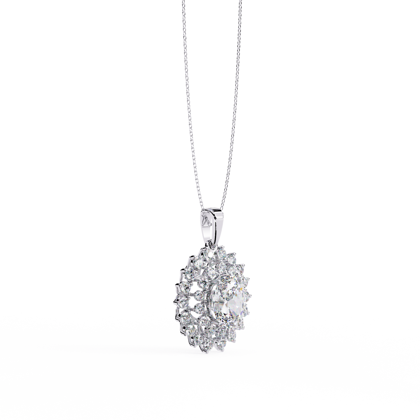 3.41 CT Oval And Round Cut Lab grown Diamond Dainty Elegant Classic Pendant Necklace for her Gift in anniversary