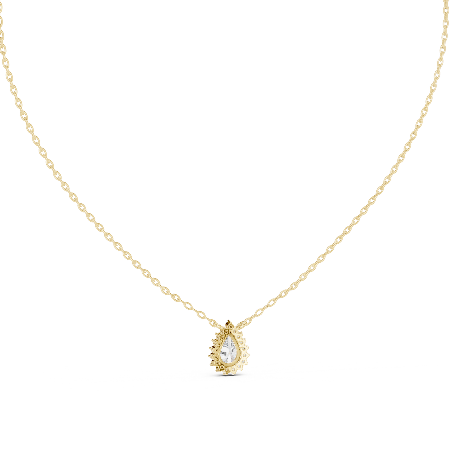 Round And Pear Shape lab grown 14k Solid Gold Diamond Pendant For Her - HIGHCARAT DIAMONDS