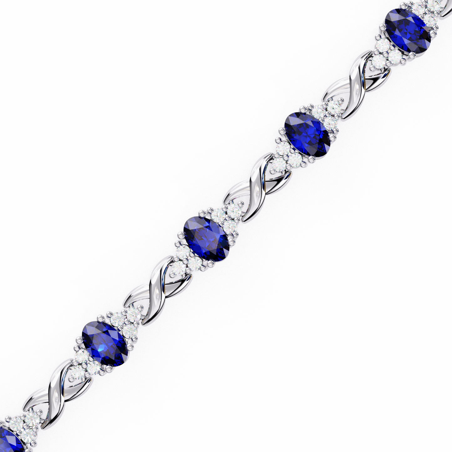 Blue sapphire lab grown diamond bracelet with infinity link design