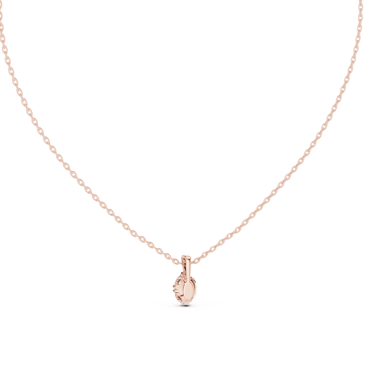 Oval Double Prong Set Lab Grown Diamond Solitaire Pendant Alternate Angle