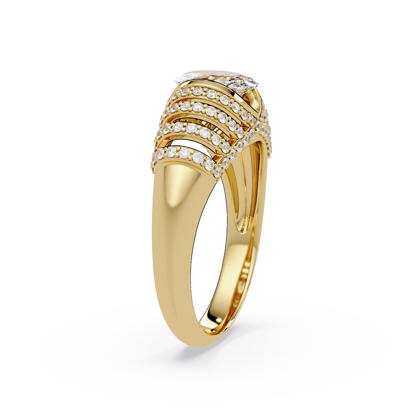 Oval Lab Grown Diamond Multi Row Halo Ring - HIGHCARAT DIAMONDS