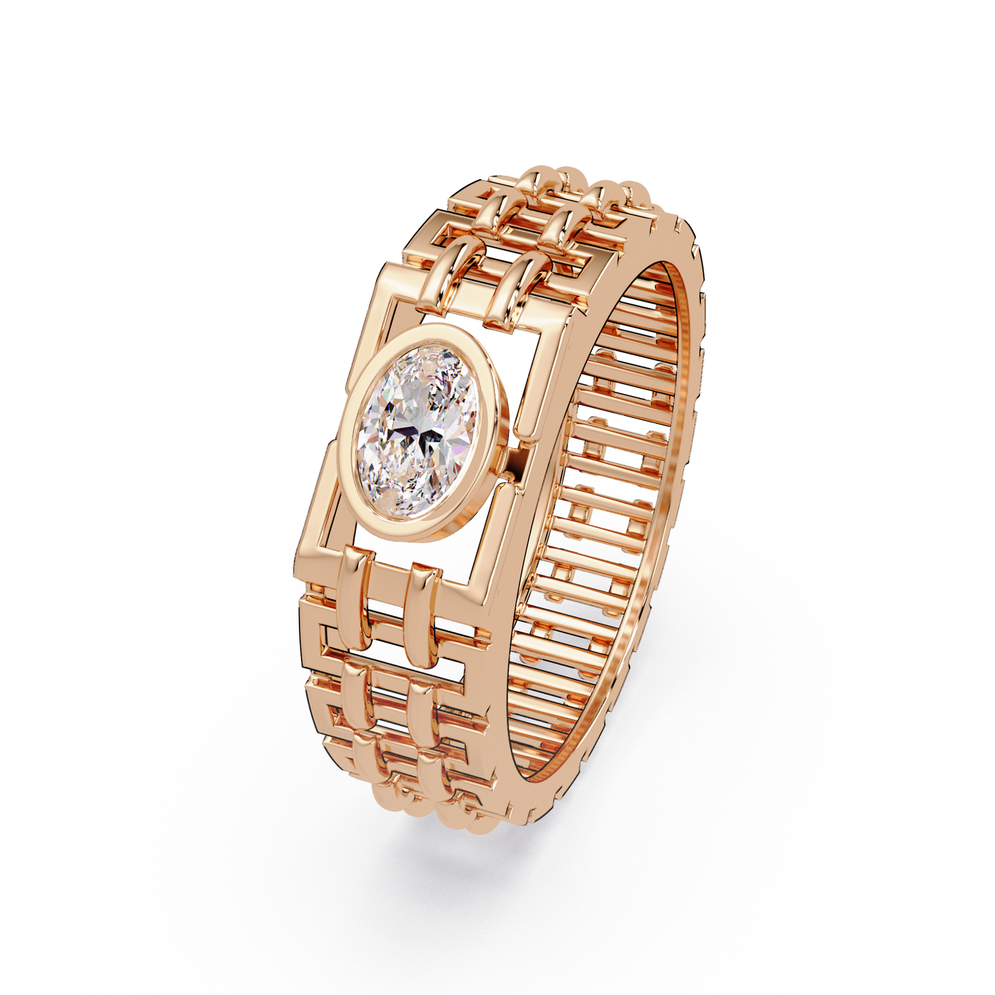 Oval Lab Grown Diamond Solitaire Link Style Ring - HIGHCARAT DIAMONDS