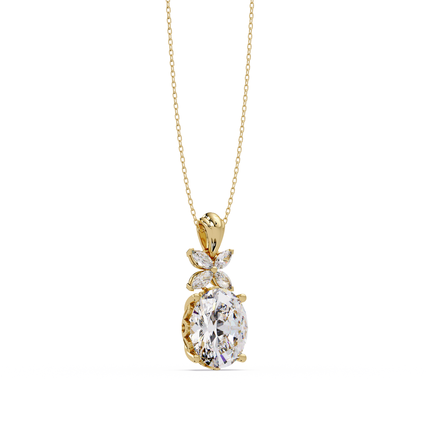 Oval Lab Grown Diamond Solitaire Pendant Necklace - HIGHCARAT DIAMONDS