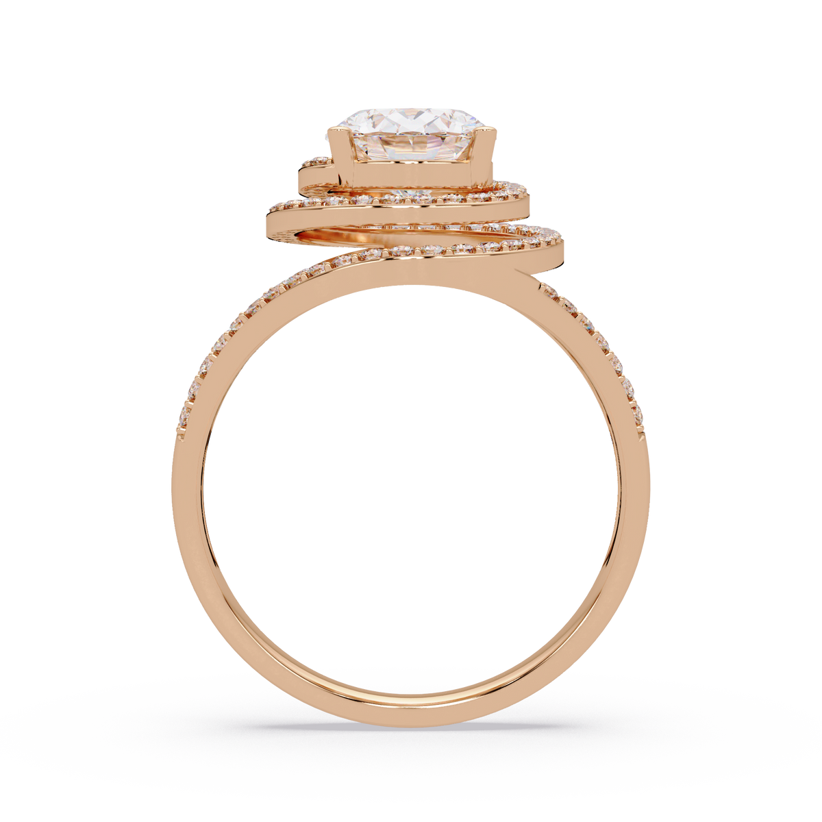 Oval Lab Grown Diamond Split Shank Double Halo Ring - HIGHCARAT DIAMONDS