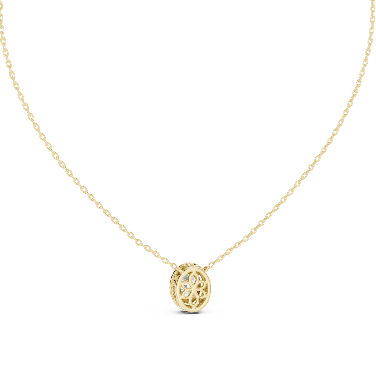 Oval Lab-Grown Diamond Halo Style Pendant For Her In 14K Solid Gold - HIGHCARAT DIAMONDS