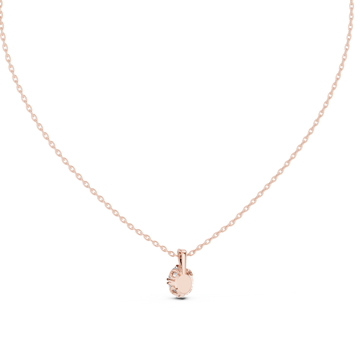 Oval Solitaire Double Prong Set Lab Grown Diamond Pendant Alternate Angle