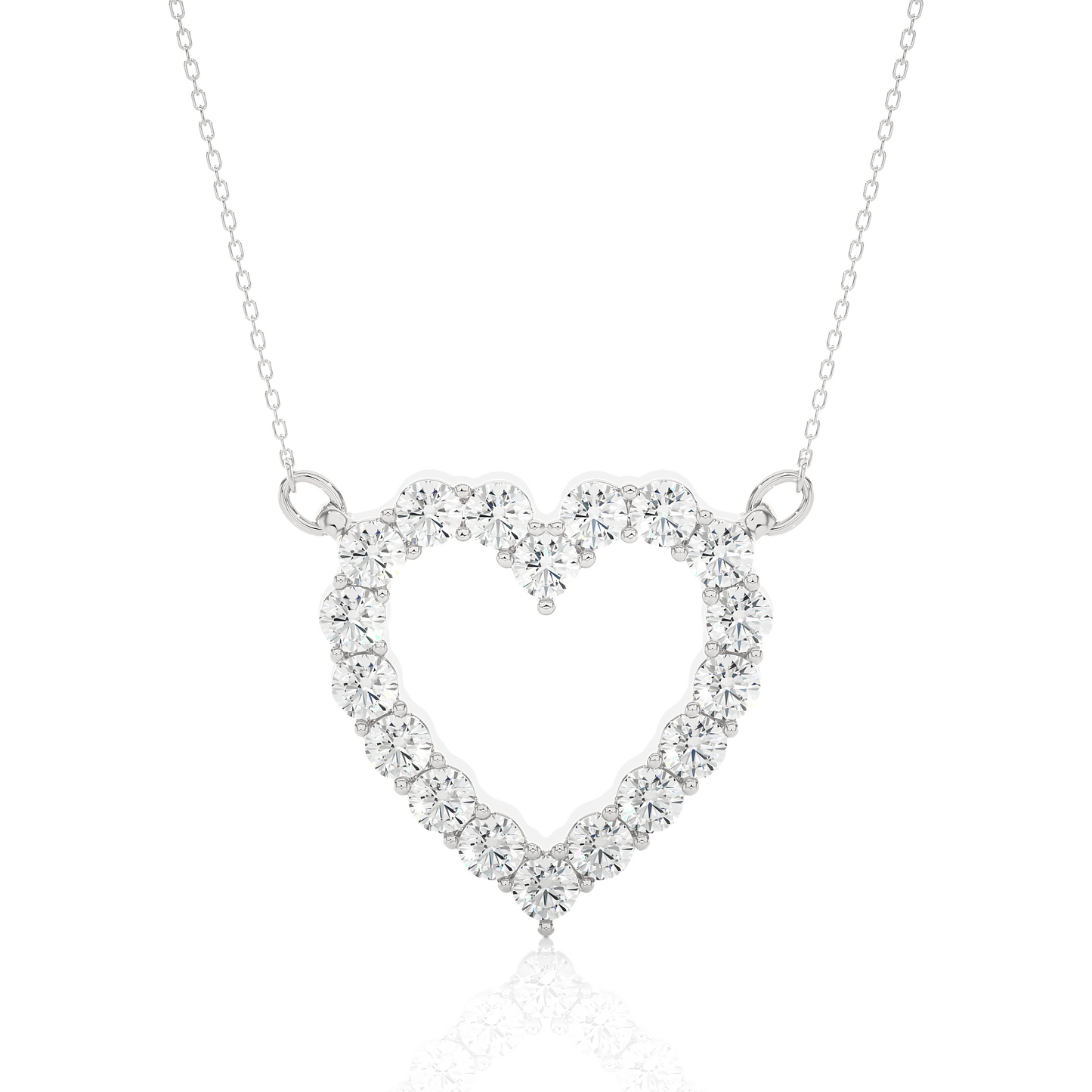 Classic 14K Solid Gold Heart Pendant Necklace In 0.46 CT Open Heart Shape Pendant For Women's
