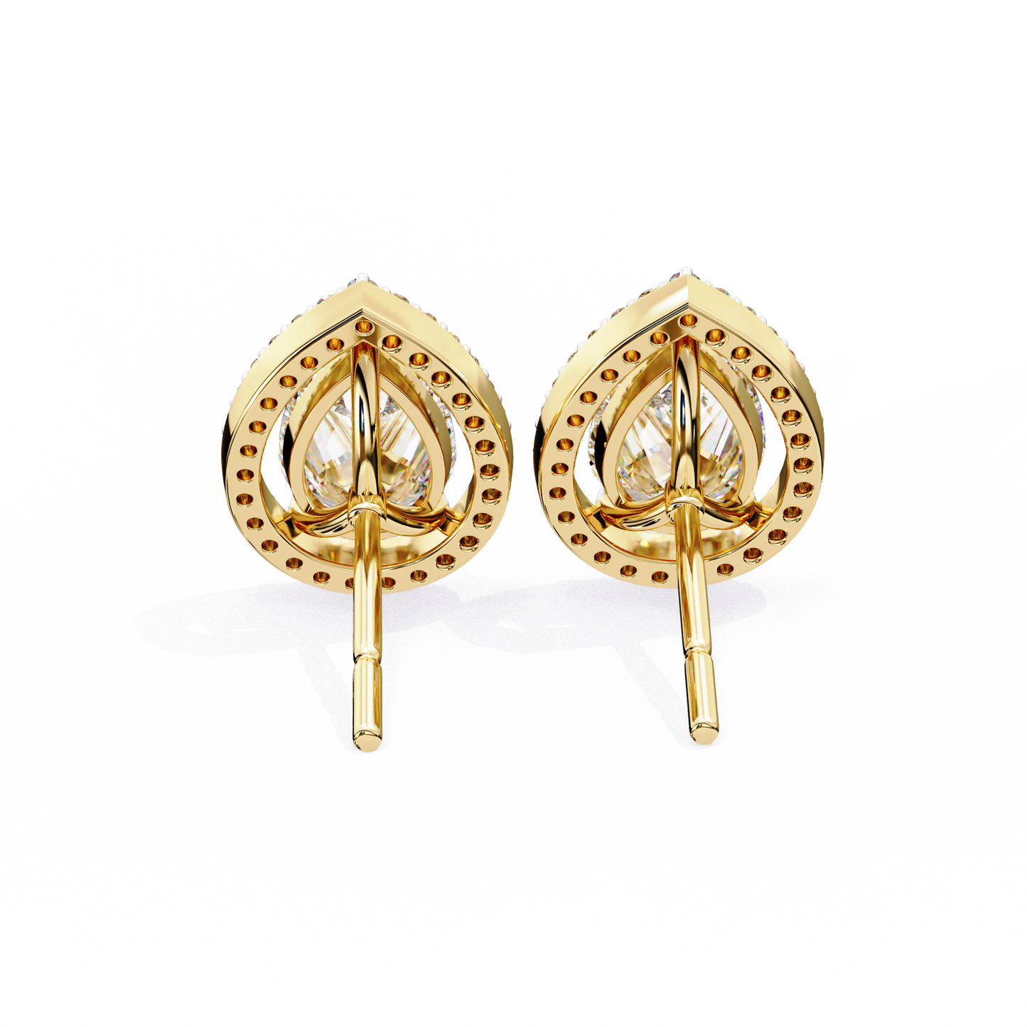 Pear And Round Cut Top Grade Lab Grown Diamond Elegant Antique Vintage Minimal Stud Earring For Women's - HIGHCARAT DIAMONDS