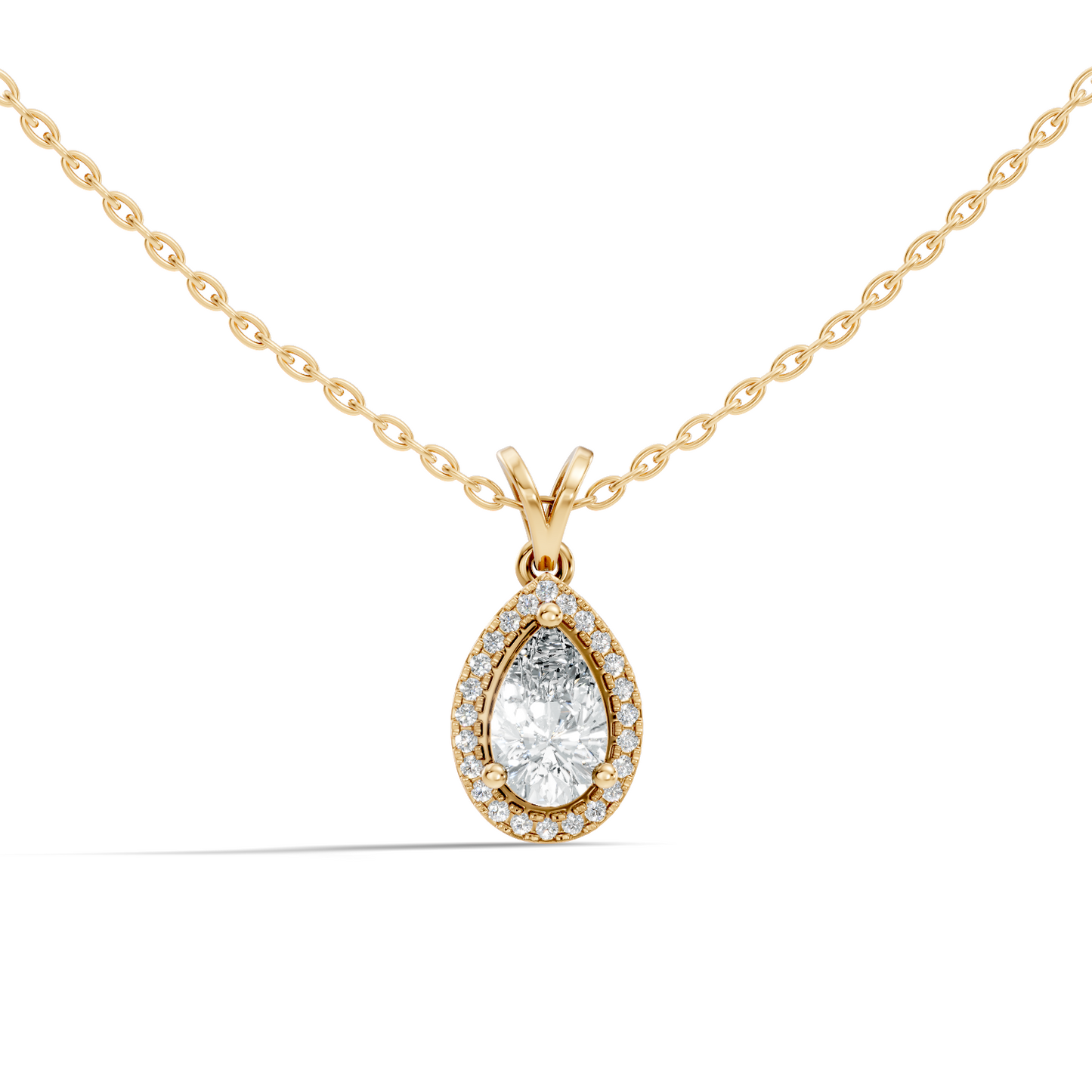 Round & Pear shape Lab Grown Diamond 10k Solid Rose Gold Sizzling Classic Diamond Pendant For Her - HIGHCARAT DIAMONDS