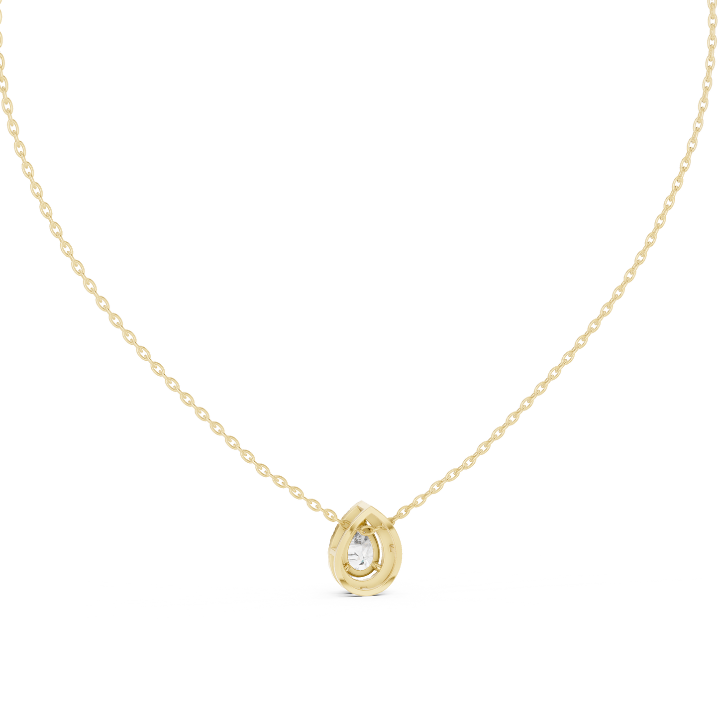 14k Solid Gold Round And Pear Shape lab grown Diamond Pendant For Wedding - HIGHCARAT DIAMONDS
