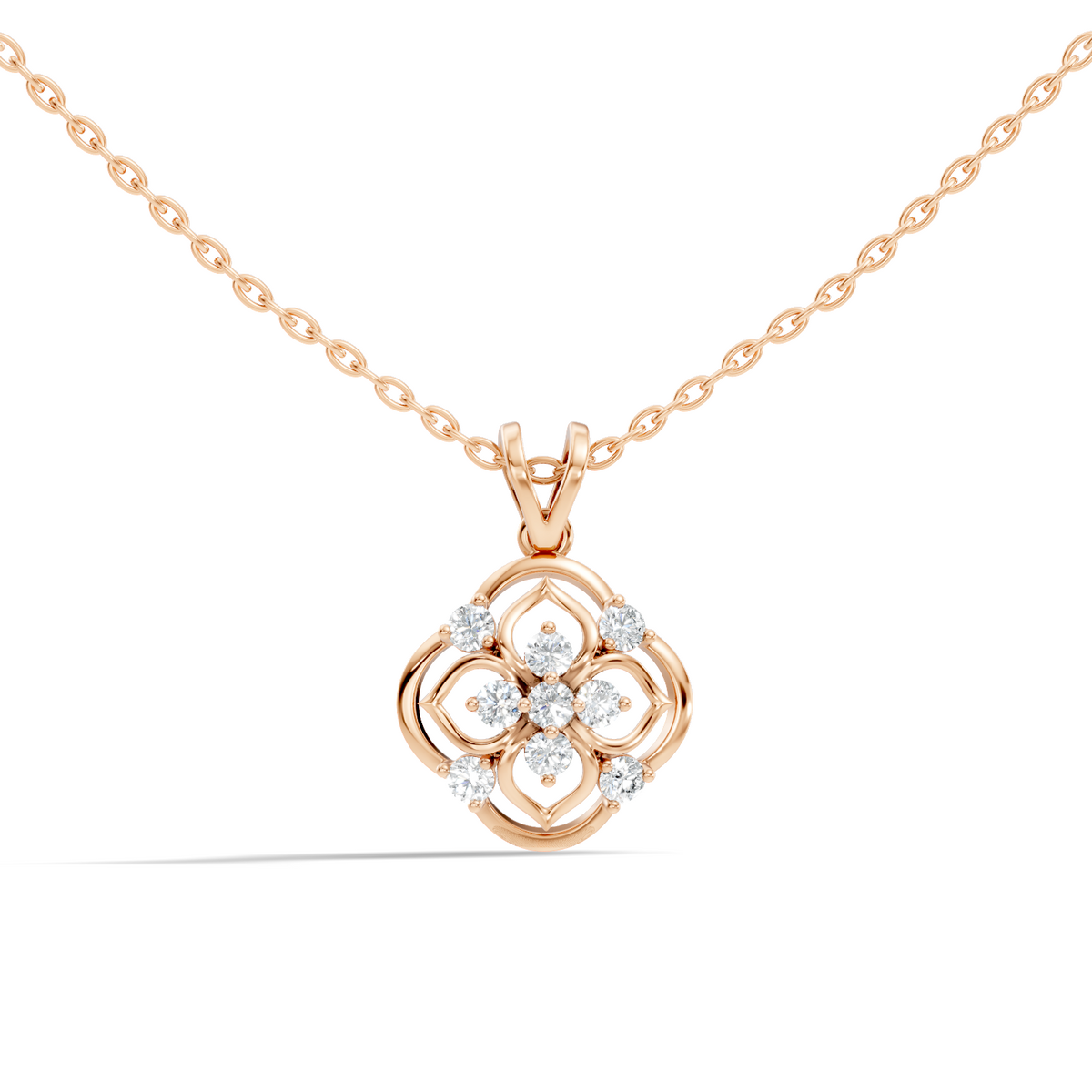 Ecofriendly Gift For Her Vintage Round Cut Diamond Pendant in 14K Gold - HIGHCARAT DIAMONDS