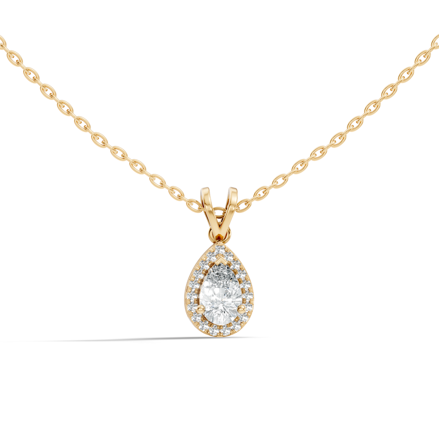 Vintage 14K White Gold Diamond Pendant 0.87 CT Lab-Grown Pear & Round Diamonds Jewelry - HIGHCARAT DIAMONDS