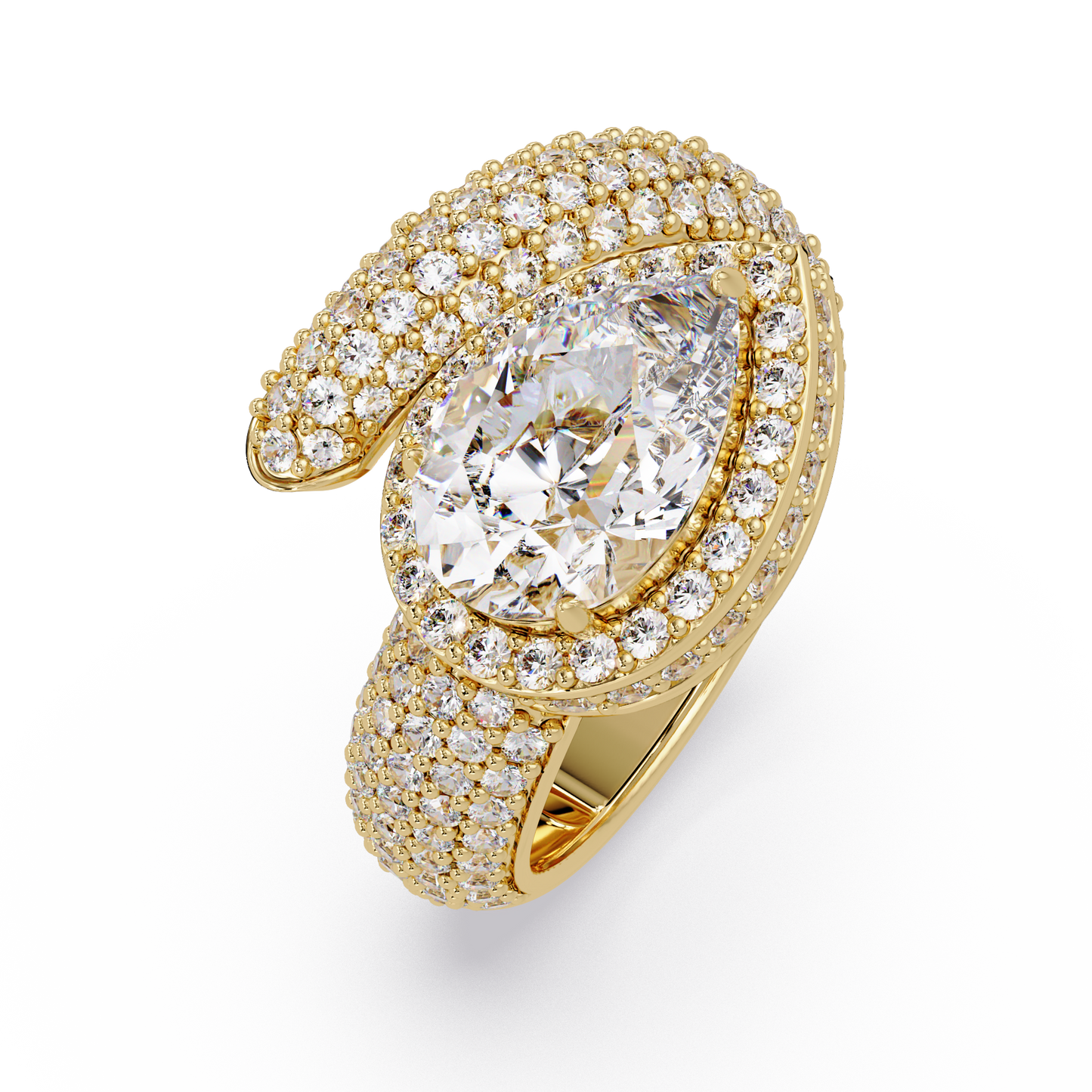 Pear Shape Lab Grown Diamond Wrap Halo Ring - HIGHCARAT DIAMONDS