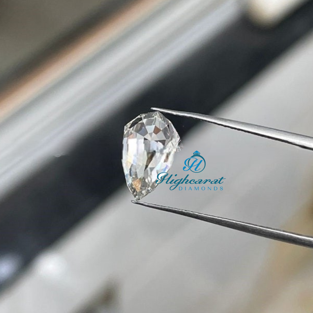 Pear Step Cut Antique White Colorless Lab Grown Loose Perfect Diamond Use For Necklace - HIGHCARAT DIAMONDS