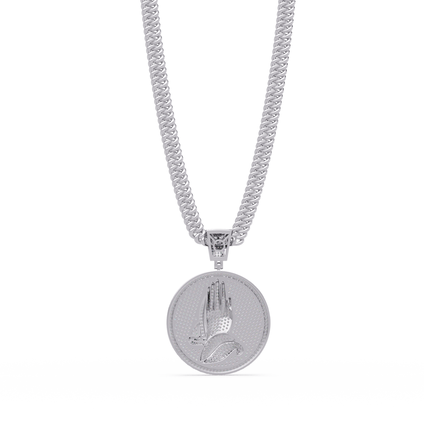 Praying Hands Lab Grown Diamond Medallion Pendant Necklace - HIGHCARAT DIAMONDS