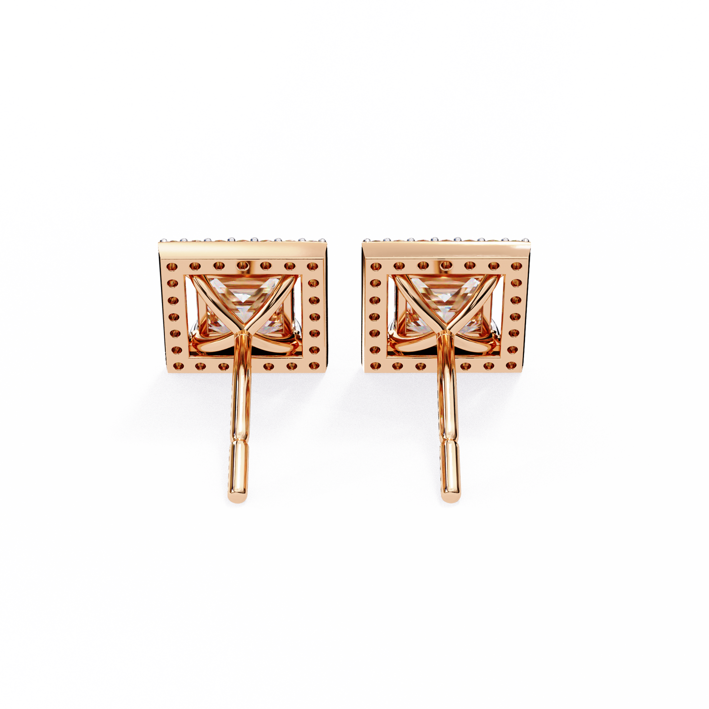 Princess And Round Cut Diamond Classic Unique Art Deco Stunning Vintage Stud Earring Gift For Her - HIGHCARAT DIAMONDS