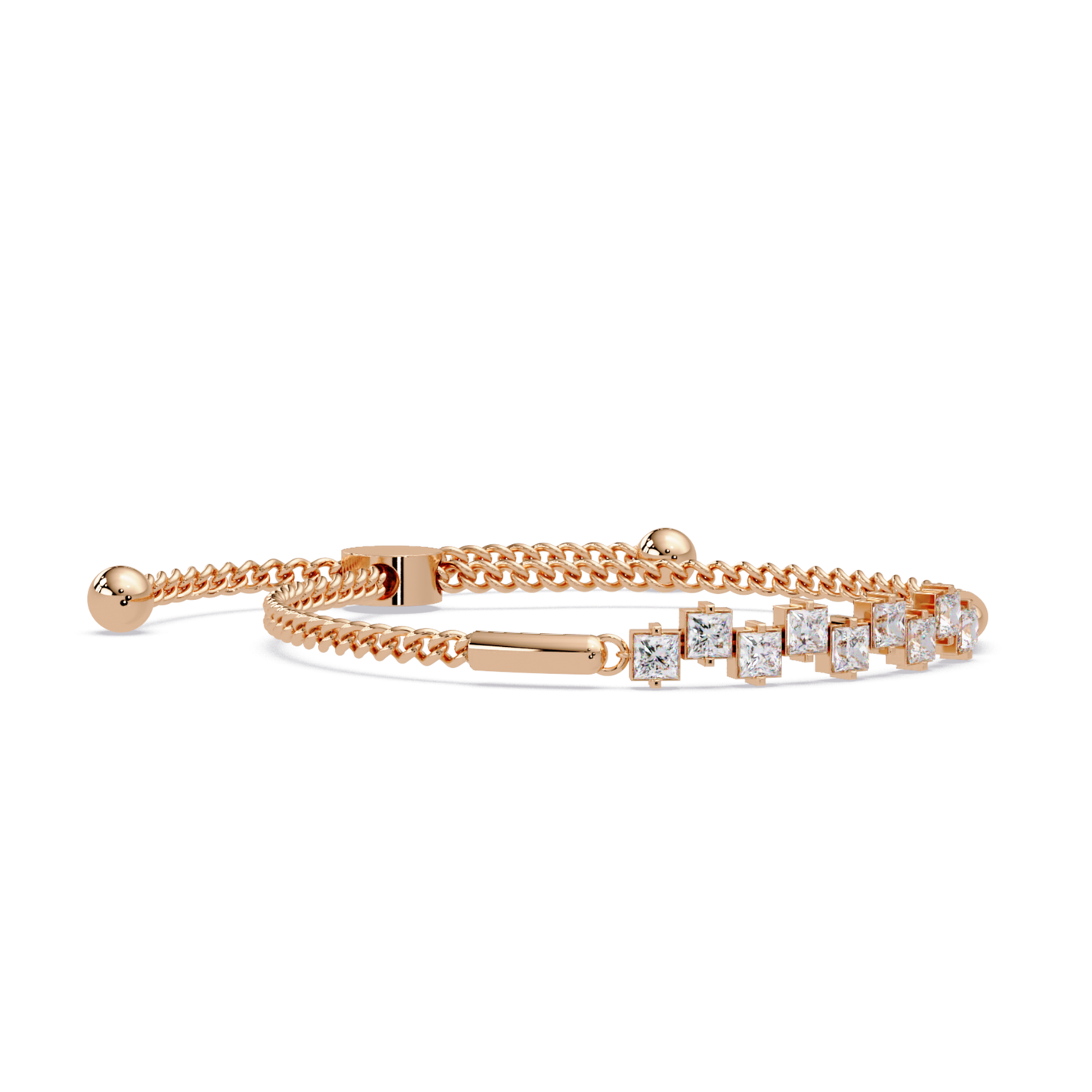 Princess Cut Lab Grown Diamond Adjustable Bracelet - HIGHCARAT DIAMONDS