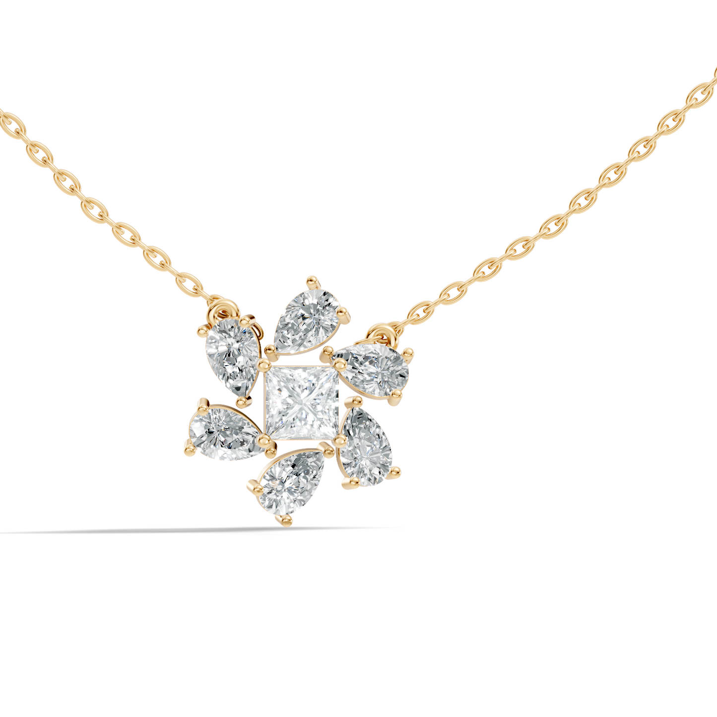 Princess & Pear Lab-Grown Diamond Pendant Colorless White Gold Elegance Gift In 14K Gold - HIGHCARAT DIAMONDS