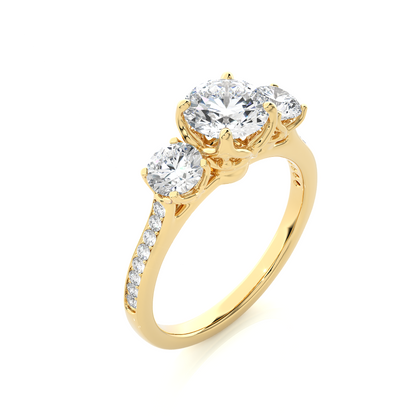 1.80 Ct Round Three Stone Wedding Lab Grown Diamond  Ring for engagement