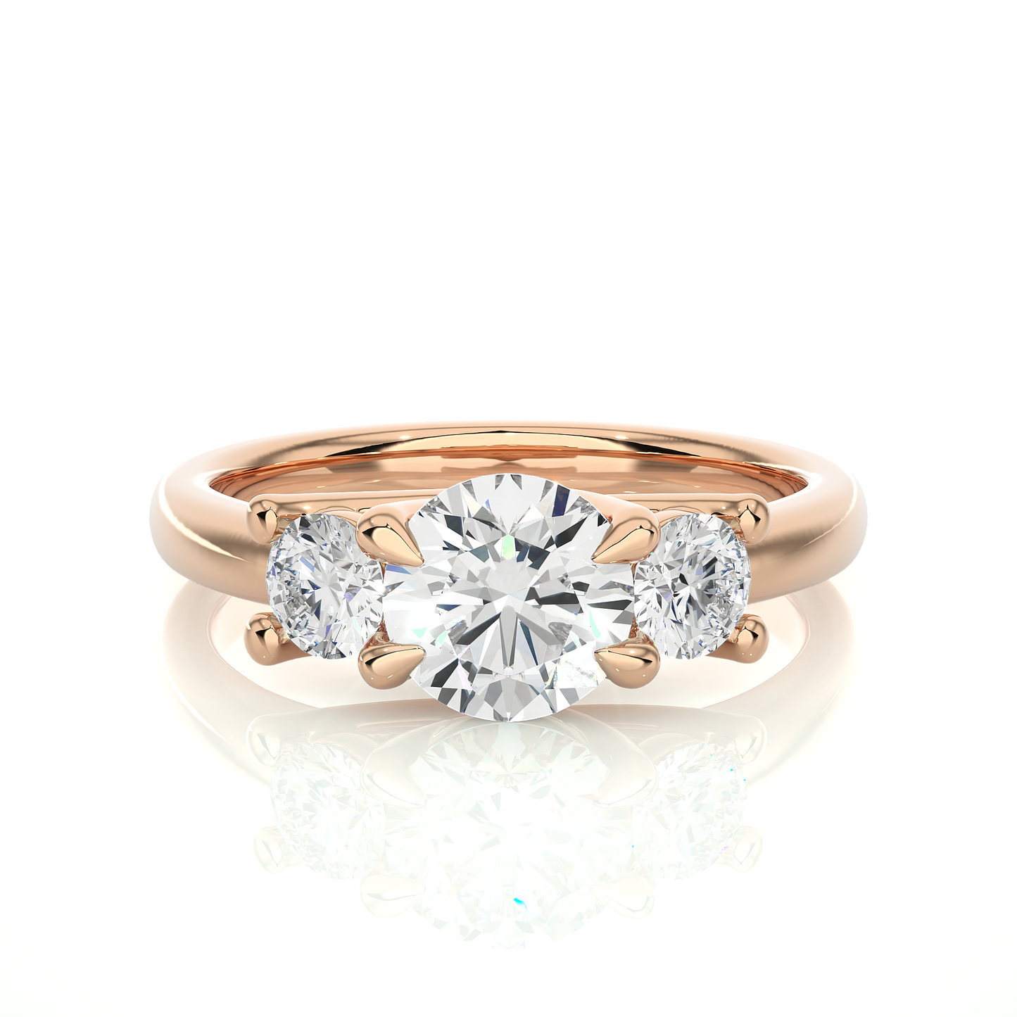 Three Stone Round 1.39 Carat Lab Grown Diamond Engagement Ring For Her