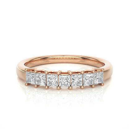 Princess Cut Half Eternity Band In 14K Solid Gold In Lab grown And Natural Diamonds