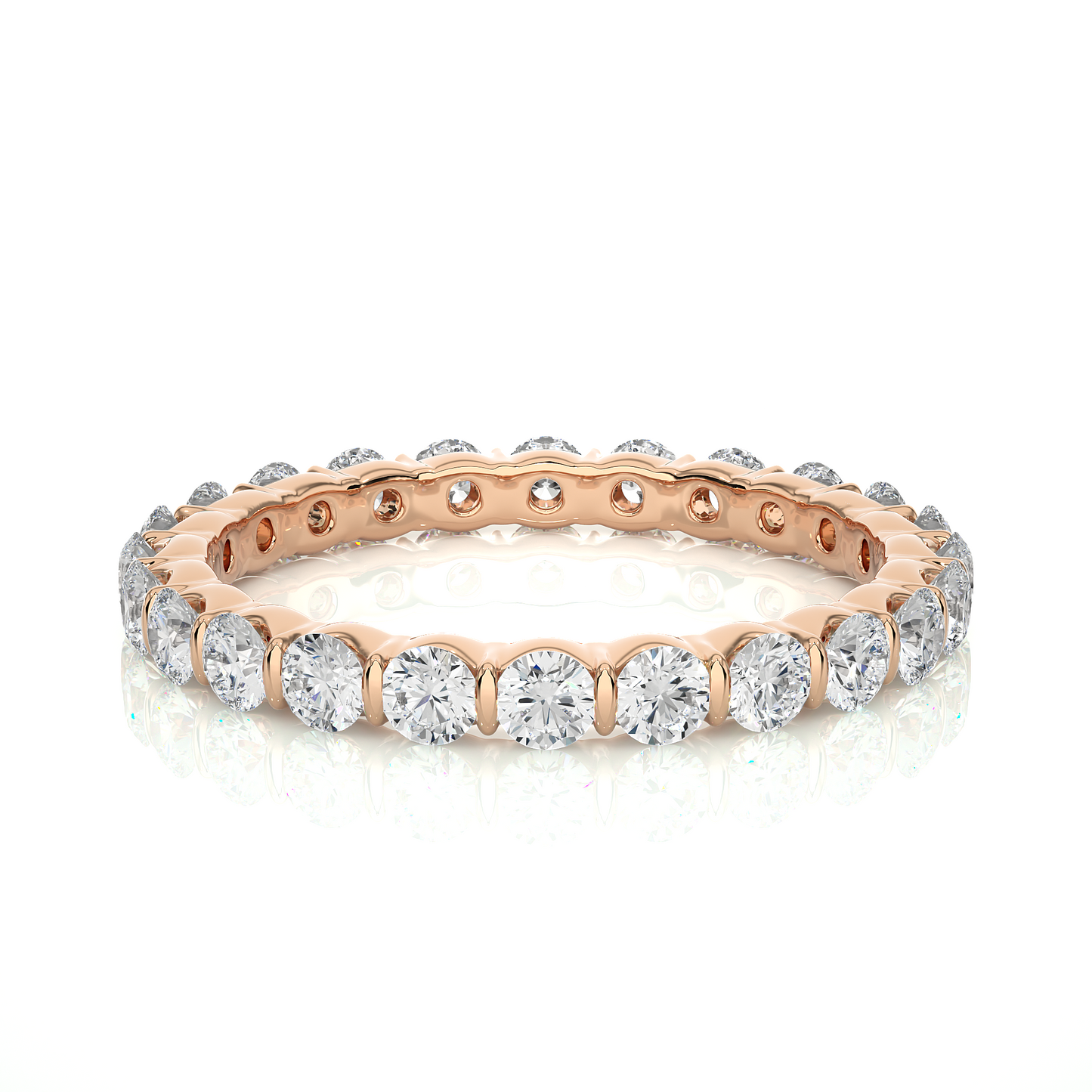 14K Solid Gold Full Eternity Round Cut Lab Grown & Natural Diamond Wedding Band For Women