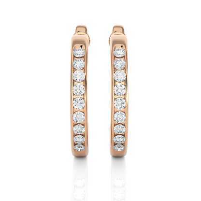14K Solid Gold Half Hoop Diamond Earrings For Women's Perfect Gift Of Timeless Elegance