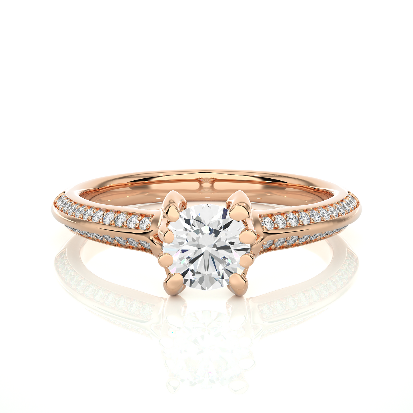10k Solid White Gold Engagement Ring With Round Cut Lab Grown Diamond Perfect Gift For Her