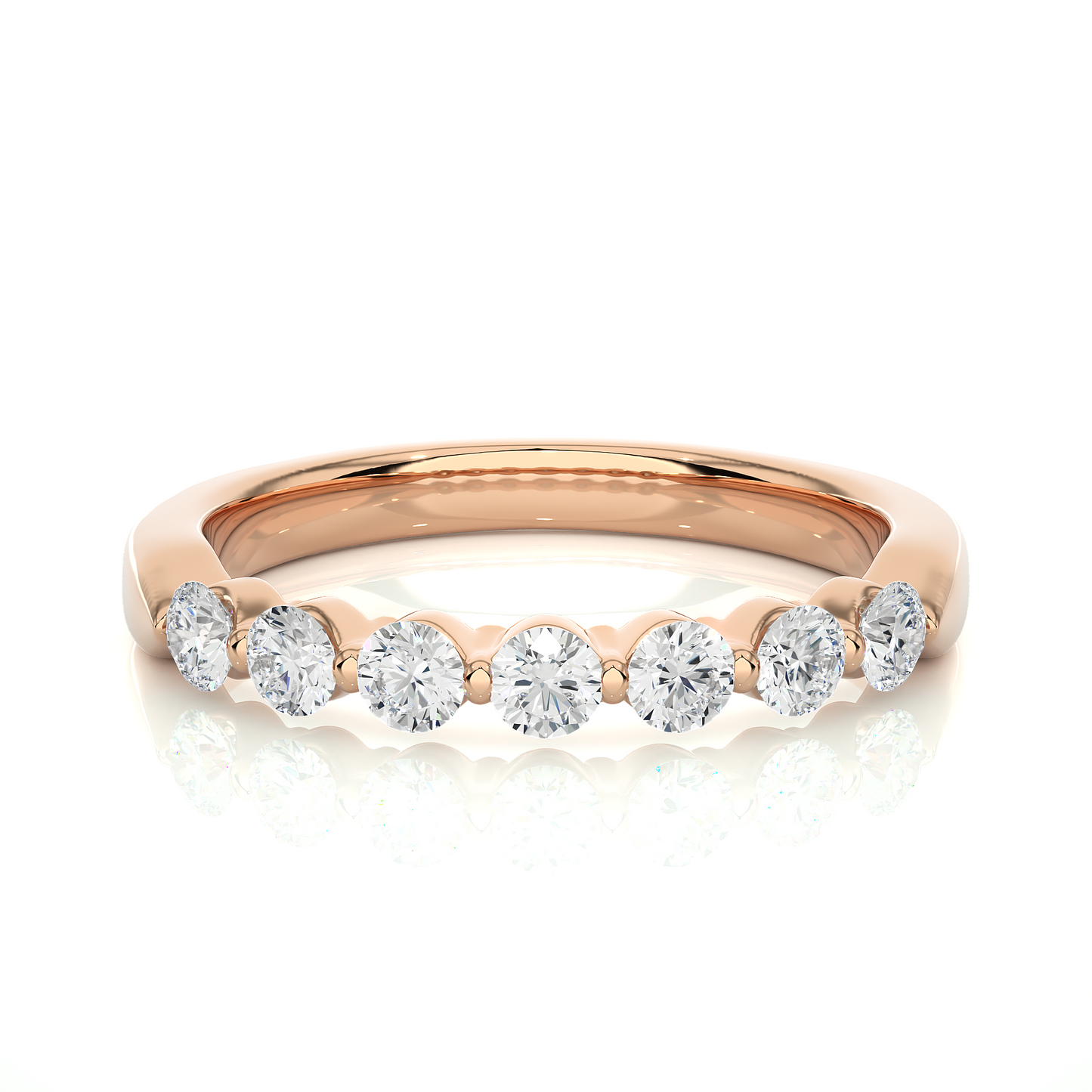 Timeless Shared Prong Diamond Eternity Band In 18K Solid Gold Bridal Wedding Ring Set